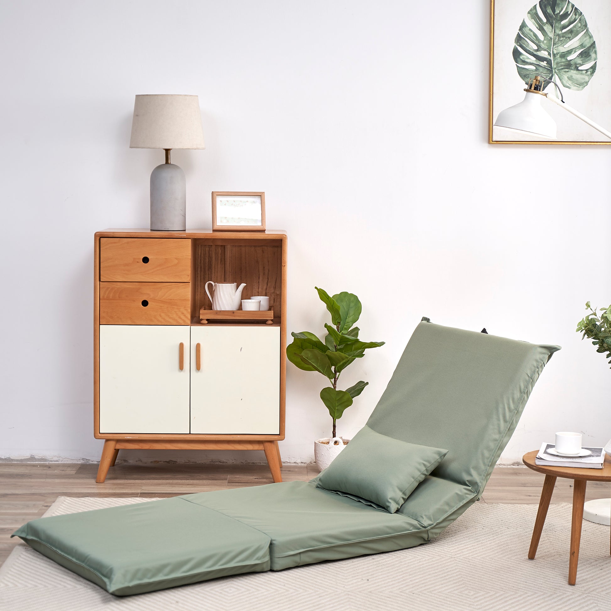 Foldable Portable Chair For Outdoor Travel, Picnic, Bbq,Camping Folding Adults With Carry Bag,Portable Chair For Outdoor Travel, Fourteen Position Adjustable Recliner Light Green Cotton Metal