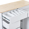 Kitchen Cart With Rubber Wood Countertopkitchen Island Has 8 Handle Free Drawers Including A Flatware Organizer And 5 Wheels For Kitchen Dinning Room, White White Mdf