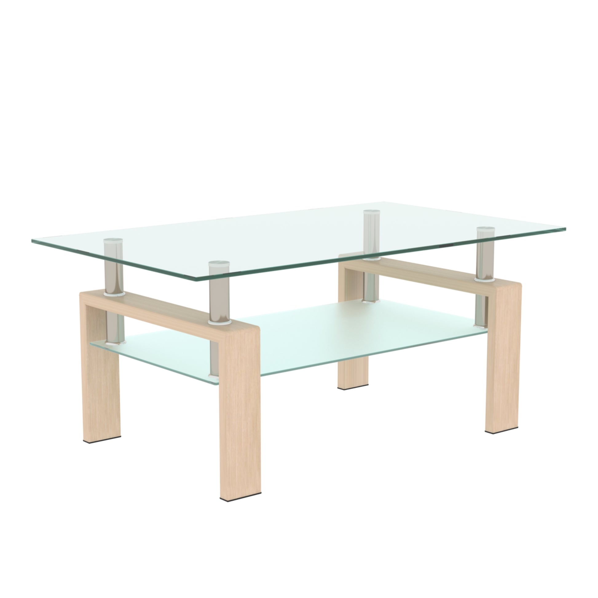 Rectangle Glass Coffee Table, Clear Coffee Table Modern Side Center Tables For Living Room Living Room Furniture Oak Glass