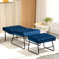 Dark Blue Modern Lazy Lounge Chair, Contemporary Single Leisure Upholstered Sofa Chair Set Dark Blue Primary Living Space Modern Foam Velvet