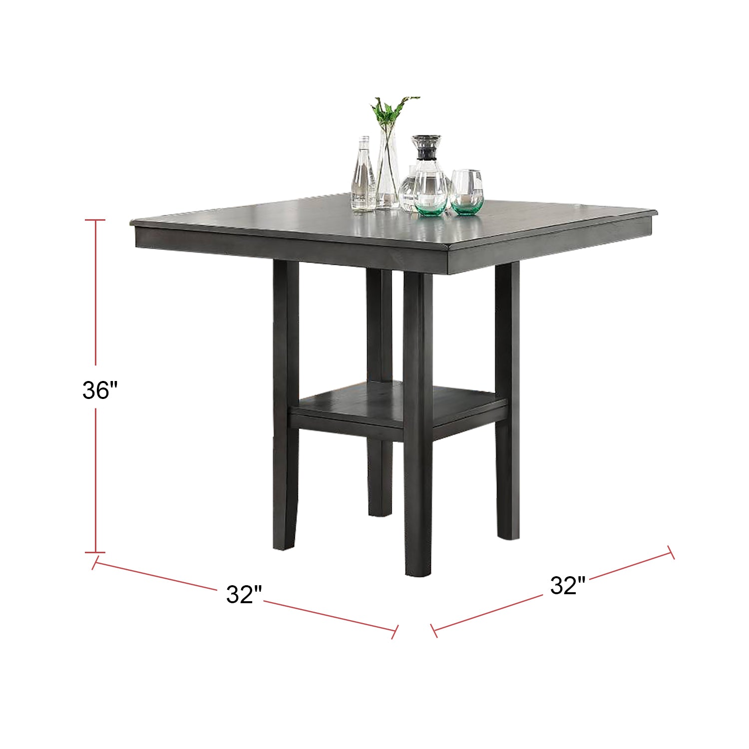 5 Piece Counter Height Dining Set In Grey Grey Ladder Back Seats 4 Dining Room 4 Leg Square Mdf
