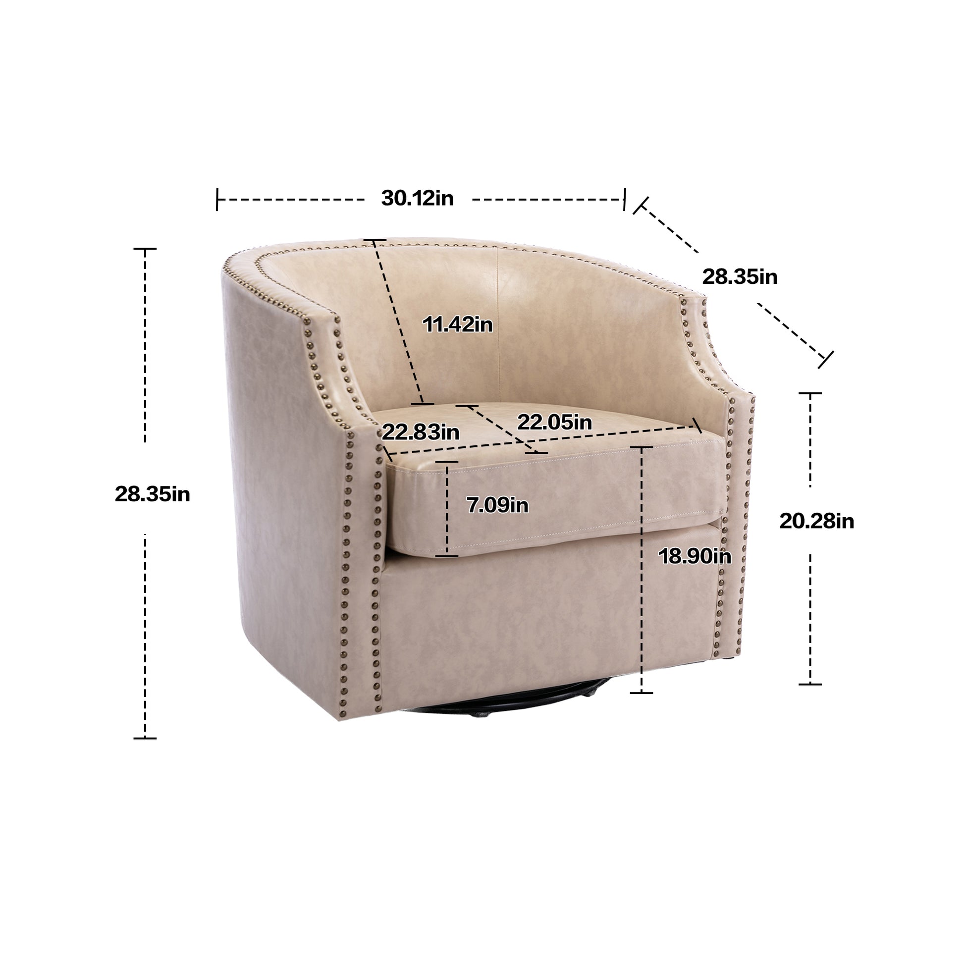 Coolmore Swivel Chair Living Room Chair Beige Metal