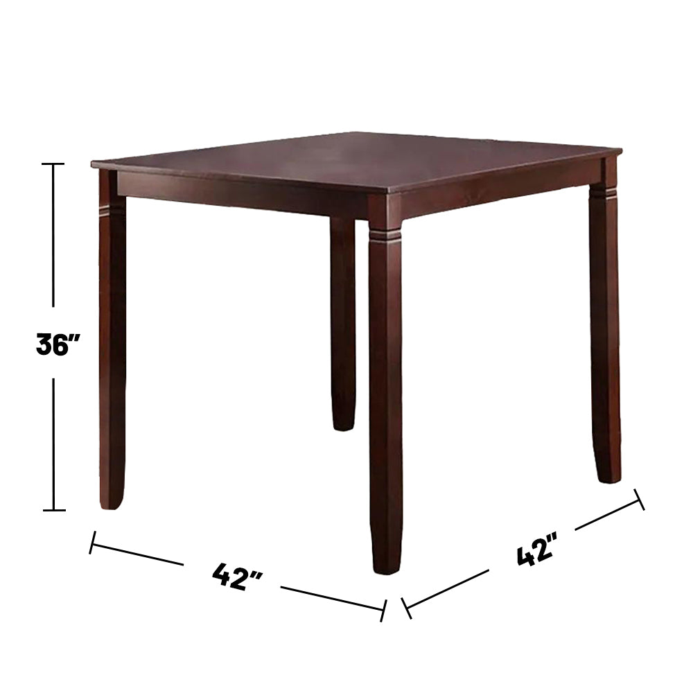 5 Piece Counter Height Dining Set In Dark Brown Dark Brown Seats 4 Fixed Table 4 Leg Square Dining Table With Chair Particle Board