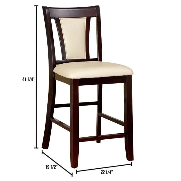 Contemporary Set Of 2 Counter Height Chairs Dark Cherry And Ivory Solid Wood Chair Paddedupholstered Seat Kitchen Dining Room Furniture Ivory Brown Dining Room Contemporary,Modern Side Chair Rubberwood Solid Back Solid Wood