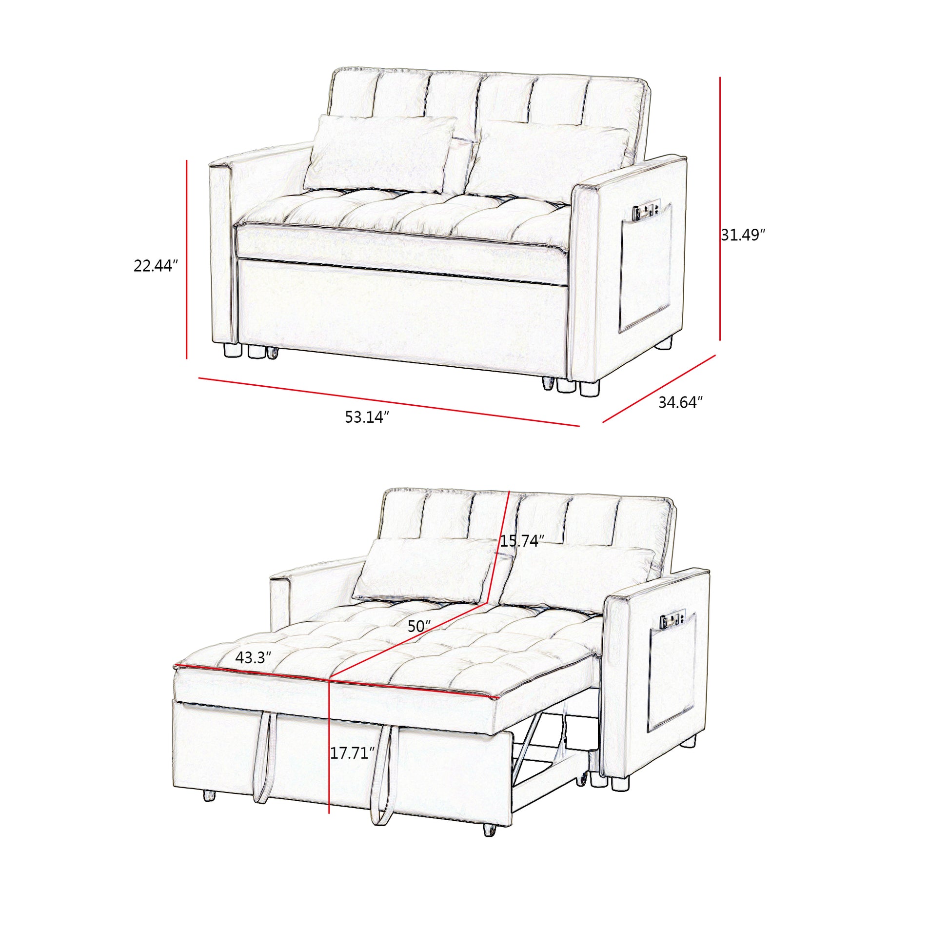 Off White Velvet Loveseat Sofa Bed Off White Wood Tufted Back Square Arms Foam Velvet 2 Seat