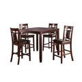 5 Piece Counter Height Dining Set In Dark Brown Dark Brown Seats 4 Fixed Table 4 Leg Square Dining Table With Chair Particle Board