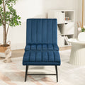 Dark Blue Modern Lazy Lounge Chair, Contemporary Single Leisure Upholstered Sofa Chair Set Dark Blue Primary Living Space Modern Foam Velvet