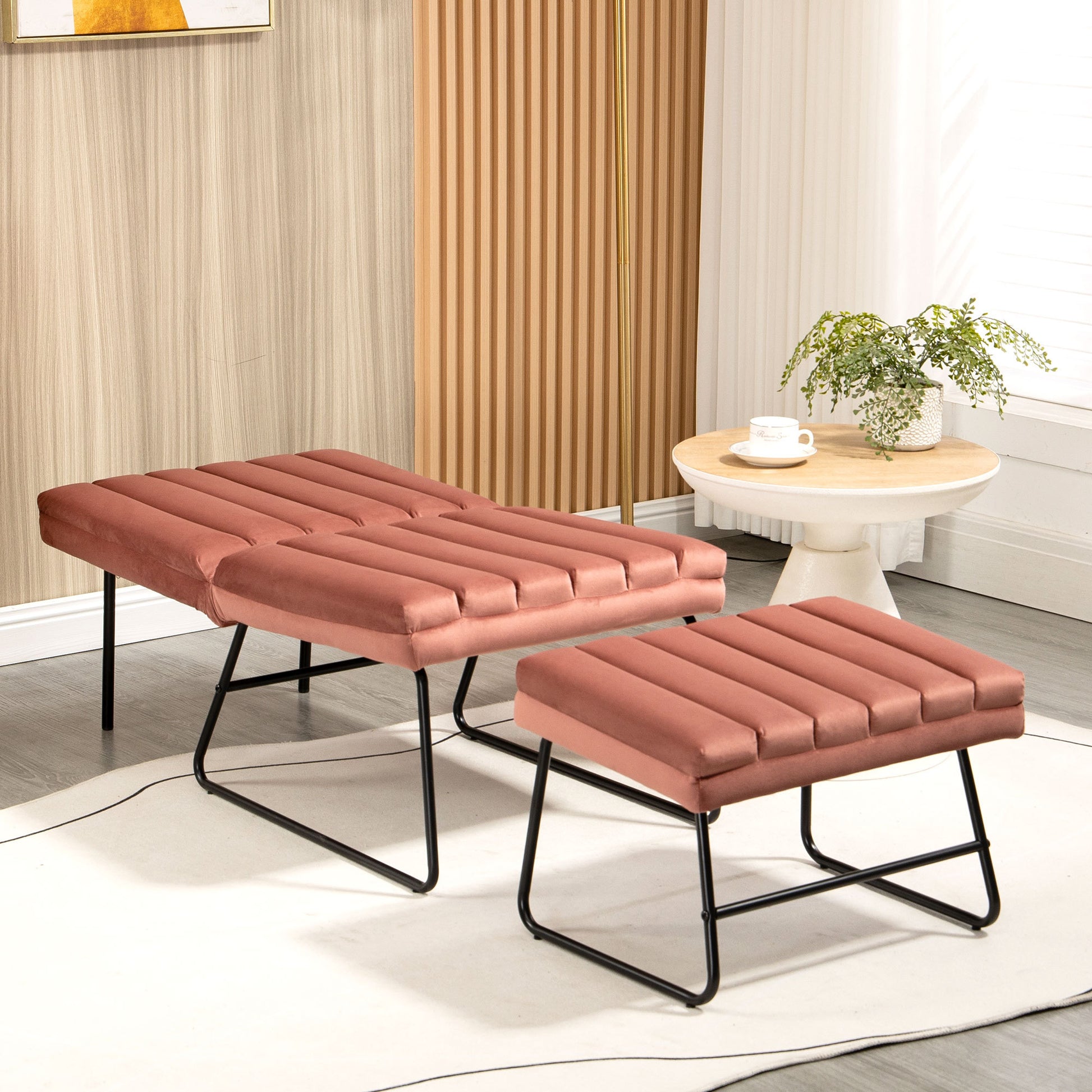 Pink Modern Lazy Lounge Chair, Contemporary Single Leisure Upholstered Sofa Chair Set Pink Primary Living Space Modern Foam Velvet