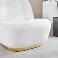 Modern Velvet Swivel Accent Chair, Swivel Barrel Chair With Gold Finish Stainless Steel Base White Polyester