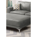 Faux Leather Upholstered Cocktail Ottoman In Antique Grey Finish Gray Solid Contemporary Rectangle Pu Leather