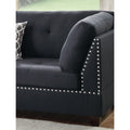 Polyfiber Reversible Sectional Sofa With Ottoamn In Black Black L Shaped Pillow Top Arms Polyester