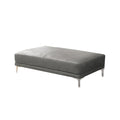 Faux Leather Upholstered Cocktail Ottoman In Antique Grey Finish Gray Solid Contemporary Rectangle Pu Leather