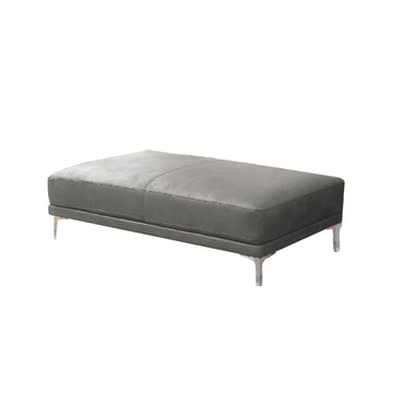 Faux Leather Upholstered Cocktail Ottoman In Antique Grey Finish Gray Solid Contemporary Rectangle Pu Leather