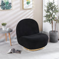 Modern Velvet Swivel Accent Chair, Swivel Barrel Chair With Gold Finish Stainless Steel Base Black Polyester