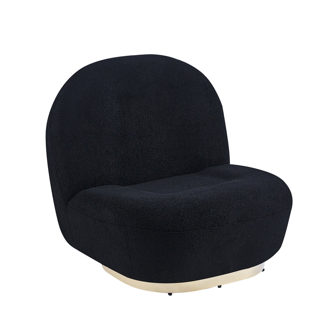 Modern Velvet Swivel Accent Chair, Swivel Barrel Chair With Gold Finish Stainless Steel Base Black Polyester