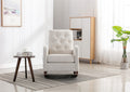 High Back Rocking Chair Nursery Chair .Comfortable Rocker Fabric Padded Seat .Modern High Back Armchair Beige Polyester