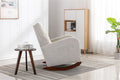 High Back Rocking Chair Nursery Chair .Comfortable Rocker Fabric Padded Seat .Modern High Back Armchair Light Gray Polyester