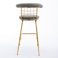Bar Stool Set Of 2, Luxury Velvet High Bar Stool With Metal Legs And Soft Back, Pub Stool Chairs Armless Modern Kitchen High Dining Chairs With Metal Legs, Grey Gray Velvet