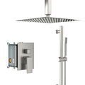 Shower System With Adjustable Slide Bar,16 Inch Ceiling Mounted Square Shower System With Rough In Valve, Brushed Nickel Brushed Nickel Stainless Steel