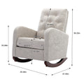 High Back Rocking Chair Nursery Chair .Comfortable Rocker Fabric Padded Seat .Modern High Back Armchair Light Gray Polyester