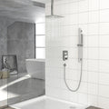 Shower System With Adjustable Slide Bar,16 Inch Ceiling Mounted Square Shower System With Rough In Valve, Brushed Nickel Brushed Nickel Stainless Steel