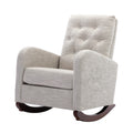 High Back Rocking Chair Nursery Chair .Comfortable Rocker Fabric Padded Seat .Modern High Back Armchair Light Gray Polyester