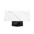 63 Inch Modern Artificial Stone White Straight Edge Black Metal X Leg Dining Table 6 People White Metal Sintered Stone