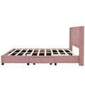 Queen Size Storage Bed Linen Upholstered Platform Bed With 3 Drawers Pink Pink Upholstered
