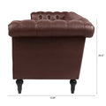 83.66 Inch Width Traditional Square Arm Removable Cushion 3 Seater Sofa Dark Brown Pu Pu