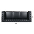 83.66 Inch Width Traditional Square Arm Removable Cushion 3 Seater Sofa Black Pu