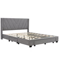 Queen Size Storage Bed Linen Upholstered Platform Bed With 3 Drawers Gray Gray Upholstered