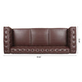 83.66 Inch Width Traditional Square Arm Removable Cushion 3 Seater Sofa Dark Brown Pu Pu