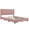 Queen Size Storage Bed Linen Upholstered Platform Bed With 3 Drawers Pink Pink Upholstered