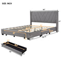 Queen Size Storage Bed Linen Upholstered Platform Bed With 3 Drawers Gray Gray Upholstered