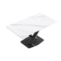 63 Inch Modern Artificial Stone White Straight Edge Black Metal X Leg Dining Table 6 People White Metal Sintered Stone