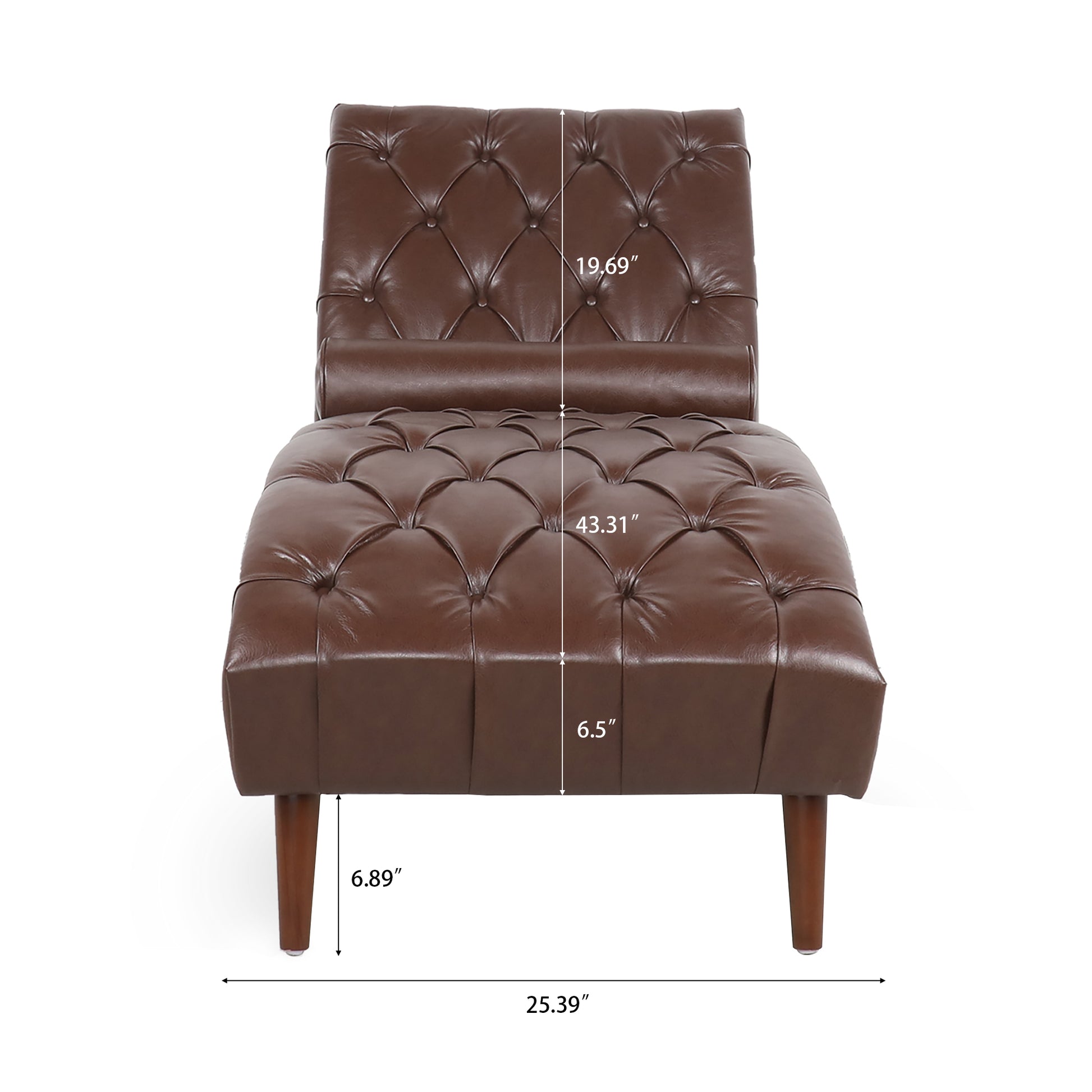 Upholstered Chaise Lounge Dark Brown Pu