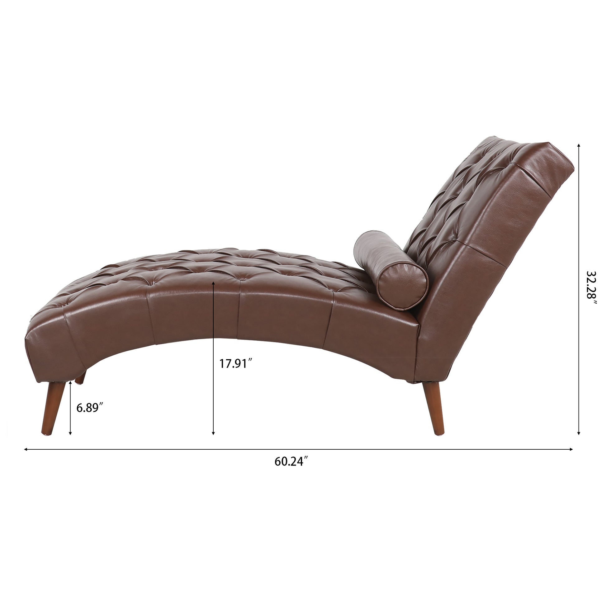 Upholstered Chaise Lounge Dark Brown Pu