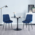 Dining Chair 2Pcs Blue Modern Style Technology Suitable For Restaurants, Cafes, Taverns, Offices, Living Rooms, Reception Rooms.Simple Structure, Easy Installation. Blue Polyester Velvet