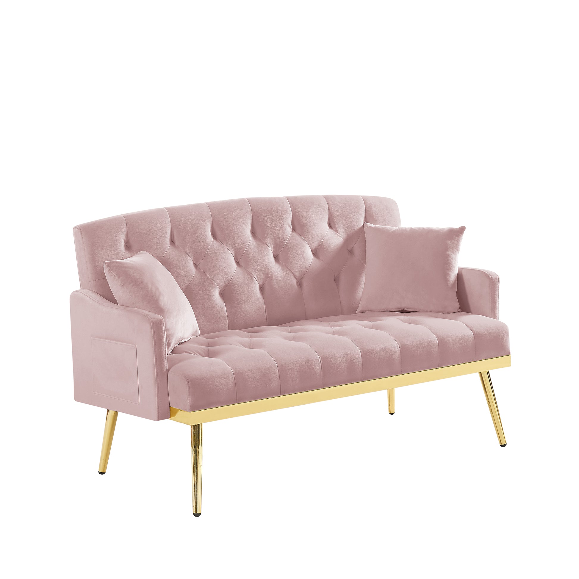 Pink 2 Seater Sofa Pink Wood Tufted Back Velvet 2 Seat