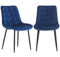 Dining Chair 2Pcs Blue Modern Style Technology Suitable For Restaurants, Cafes, Taverns, Offices, Living Rooms, Reception Rooms.Simple Structure, Easy Installation. Blue Polyester Velvet