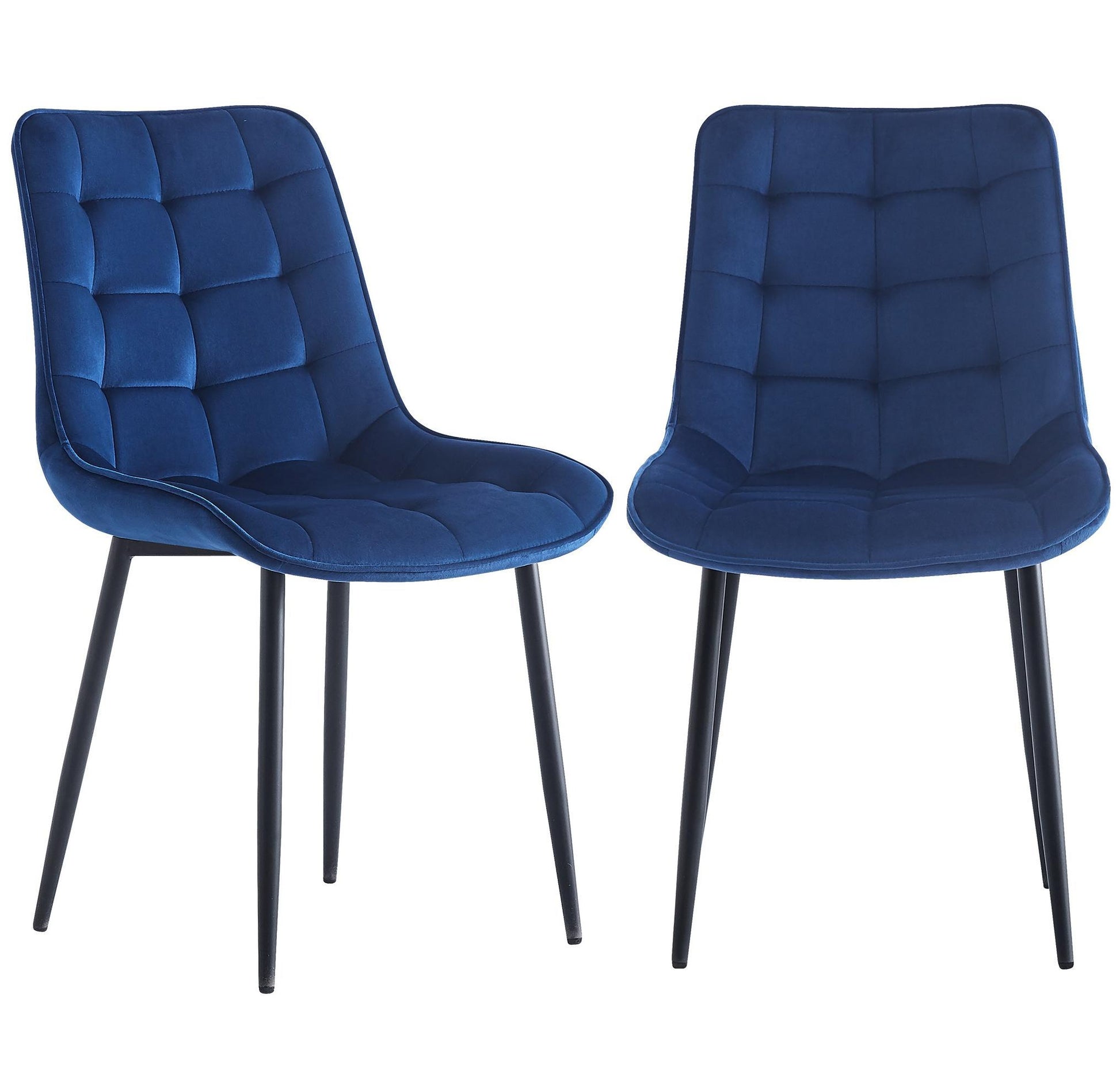 Dining Chair 2Pcs Blue Modern Style Technology Suitable For Restaurants, Cafes, Taverns, Offices, Living Rooms, Reception Rooms.Simple Structure, Easy Installation. Blue Polyester Velvet
