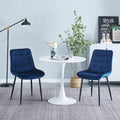 Dining Chair 2Pcs Blue Modern Style Technology Suitable For Restaurants, Cafes, Taverns, Offices, Living Rooms, Reception Rooms.Simple Structure, Easy Installation. Blue Polyester Velvet