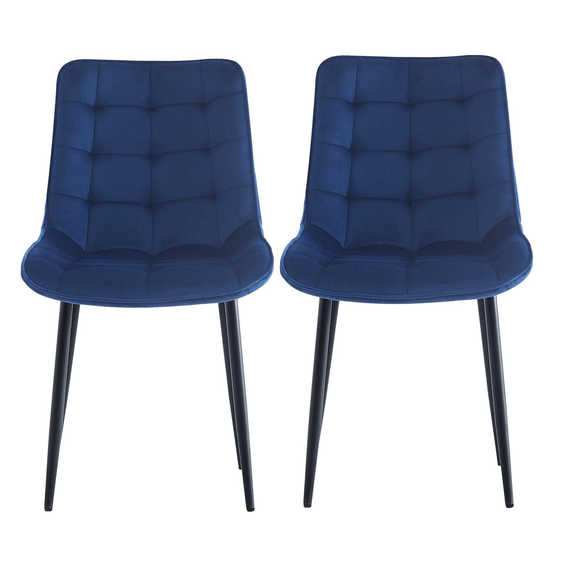 Dining Chair 2Pcs Blue Modern Style Technology Suitable For Restaurants, Cafes, Taverns, Offices, Living Rooms, Reception Rooms.Simple Structure, Easy Installation. Blue Polyester Velvet