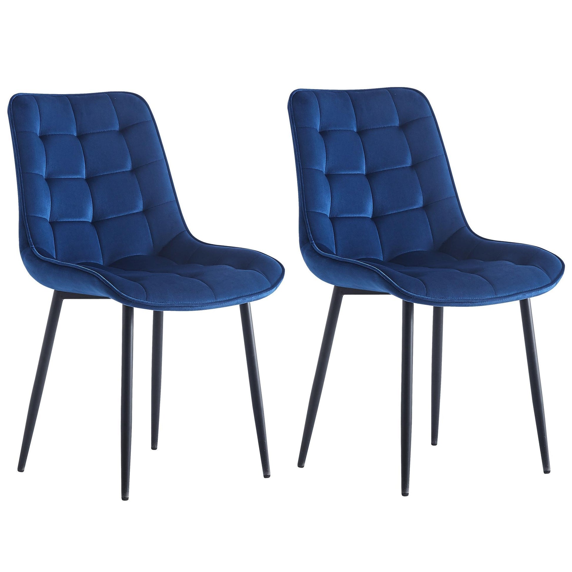 Dining Chair 2Pcs Blue Modern Style Technology Suitable For Restaurants, Cafes, Taverns, Offices, Living Rooms, Reception Rooms.Simple Structure, Easy Installation. Blue Polyester Velvet