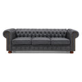 Classic Chesterfield Sofa Dark Grey Faux Leather Dark Grey Foam Technical Leather