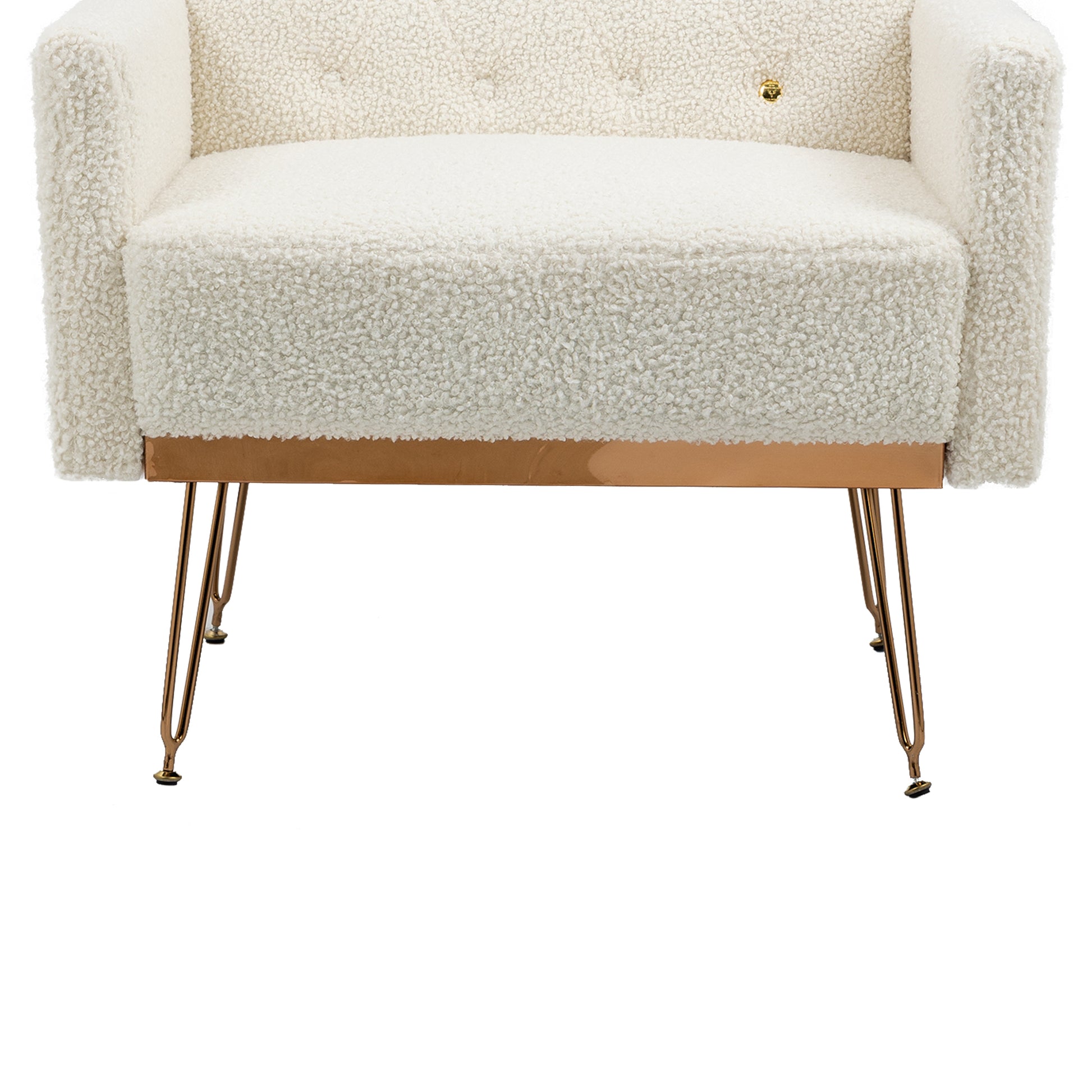 Coolmore Armchair Single Sofa Modern Tufted Upholstered Side Reading Chairs With Arm And Gold Metal Leg For Living Room Bedroom White Teddy White Teddy Foam Teddy