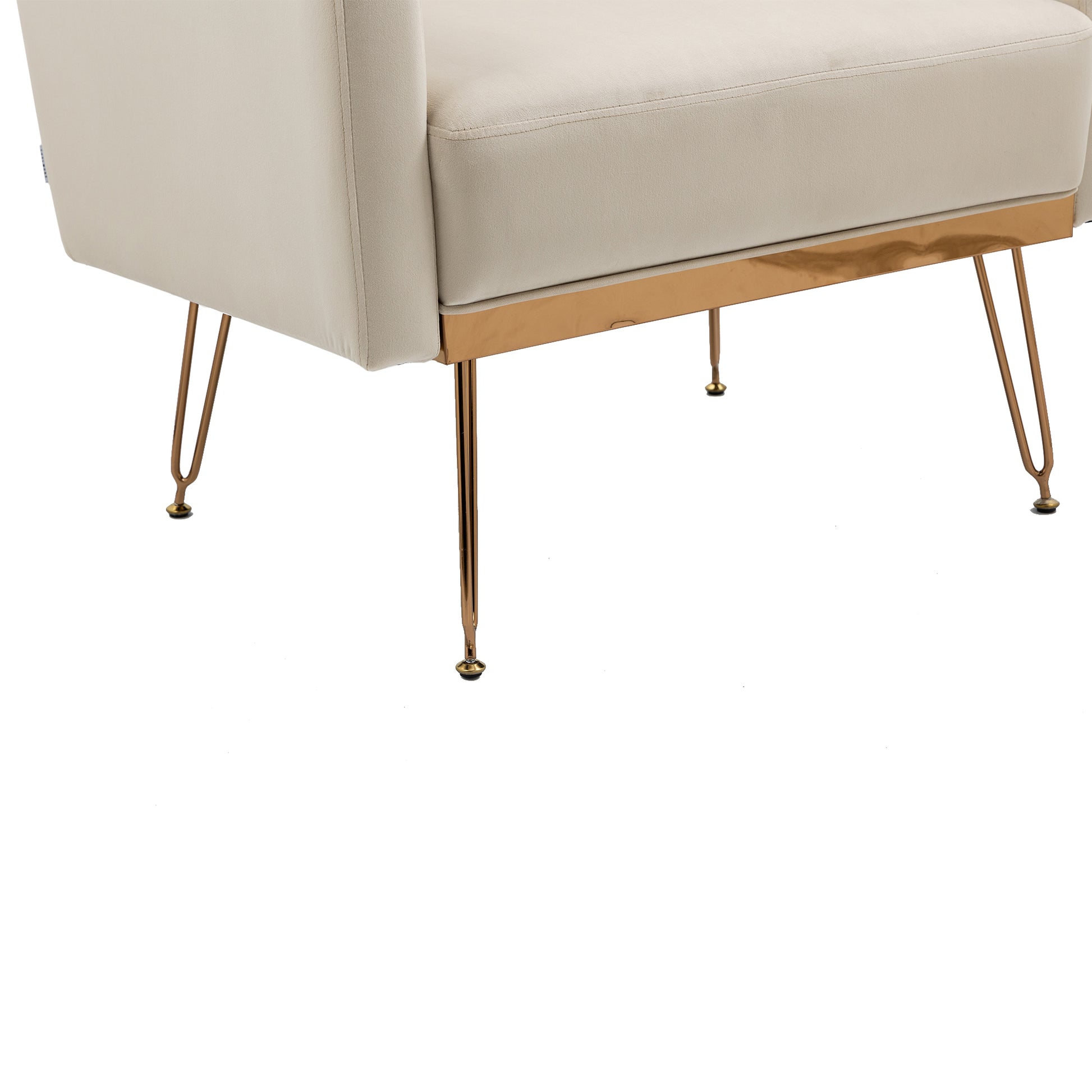 Coolmore Velvet Armchair Single Sofa Modern Tufted Upholstered Side Reading Chairs With Arm And Gold Metal Leg For Living Room Bedroom Beige Beige Foam Velvet