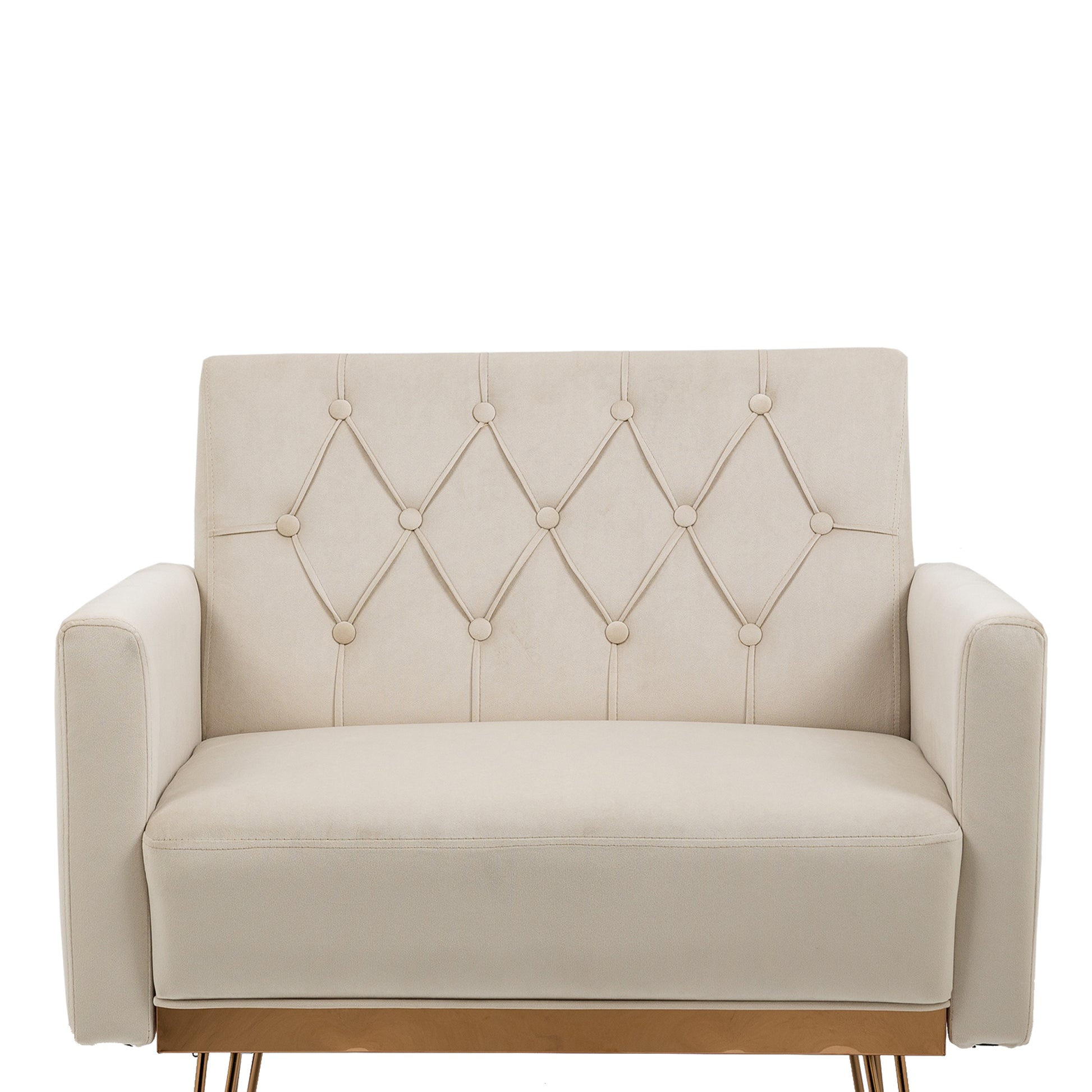 Coolmore Velvet Armchair Single Sofa Modern Tufted Upholstered Side Reading Chairs With Arm And Gold Metal Leg For Living Room Bedroom Beige Beige Foam Velvet