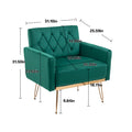 Coolmore Velvet Armchair Single Sofa Modern Tufted Upholstered Side Reading Chairs With Arm And Gold Metal Leg For Living Room Bedroom Green Green Foam Velvet