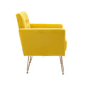 Coolmore Velvet Armchair Single Sofa Modern Tufted Upholstered Side Reading Chairs With Arm And Gold Metal Leg For Living Room Bedroom Mustard Mustard Foam Velvet